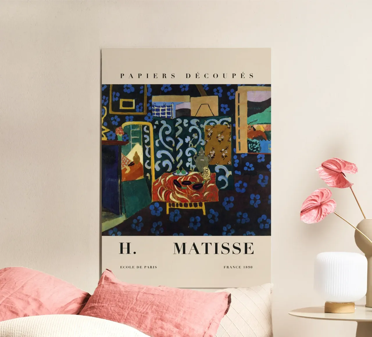 H. Interno di Matisse con tappeto rosso - Papiers Découpés Art carta hahnemühle da homdeco