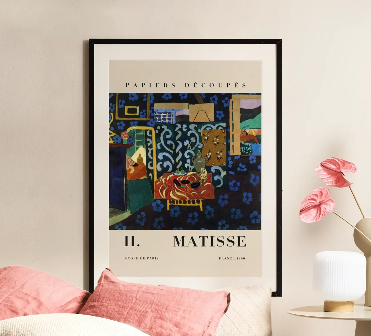 H. Interno di Matisse con tappeto rosso - Papiers Découpés Art carta hahnemühle da homdeco