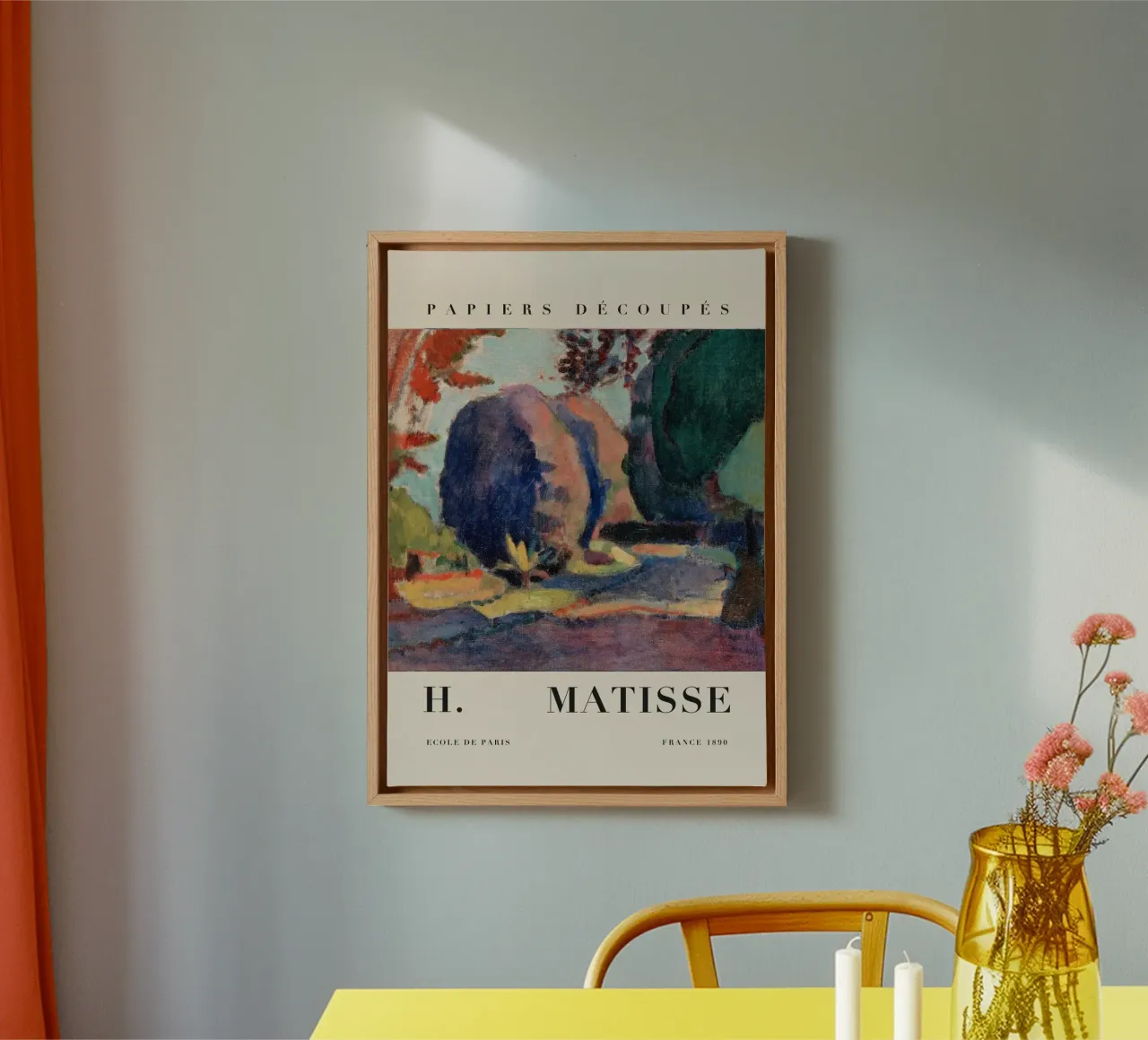 H. Matisse Abstracte tuin - Landschap Papiers Découpés canvas met Baklijst van homdeco