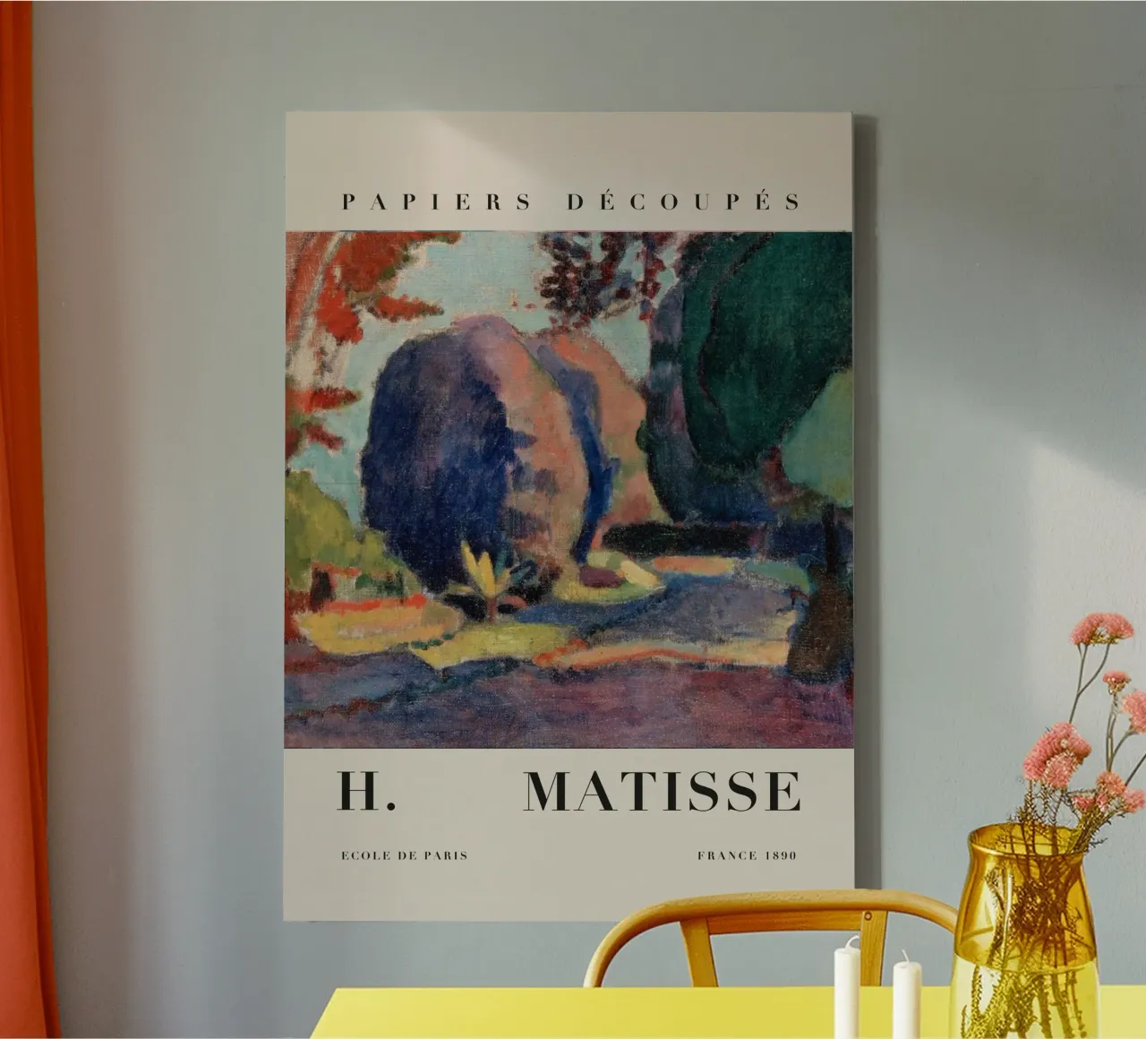 H. Matisse Abstracte tuin - Landschap Papiers Découpés canvas met Baklijst van homdeco