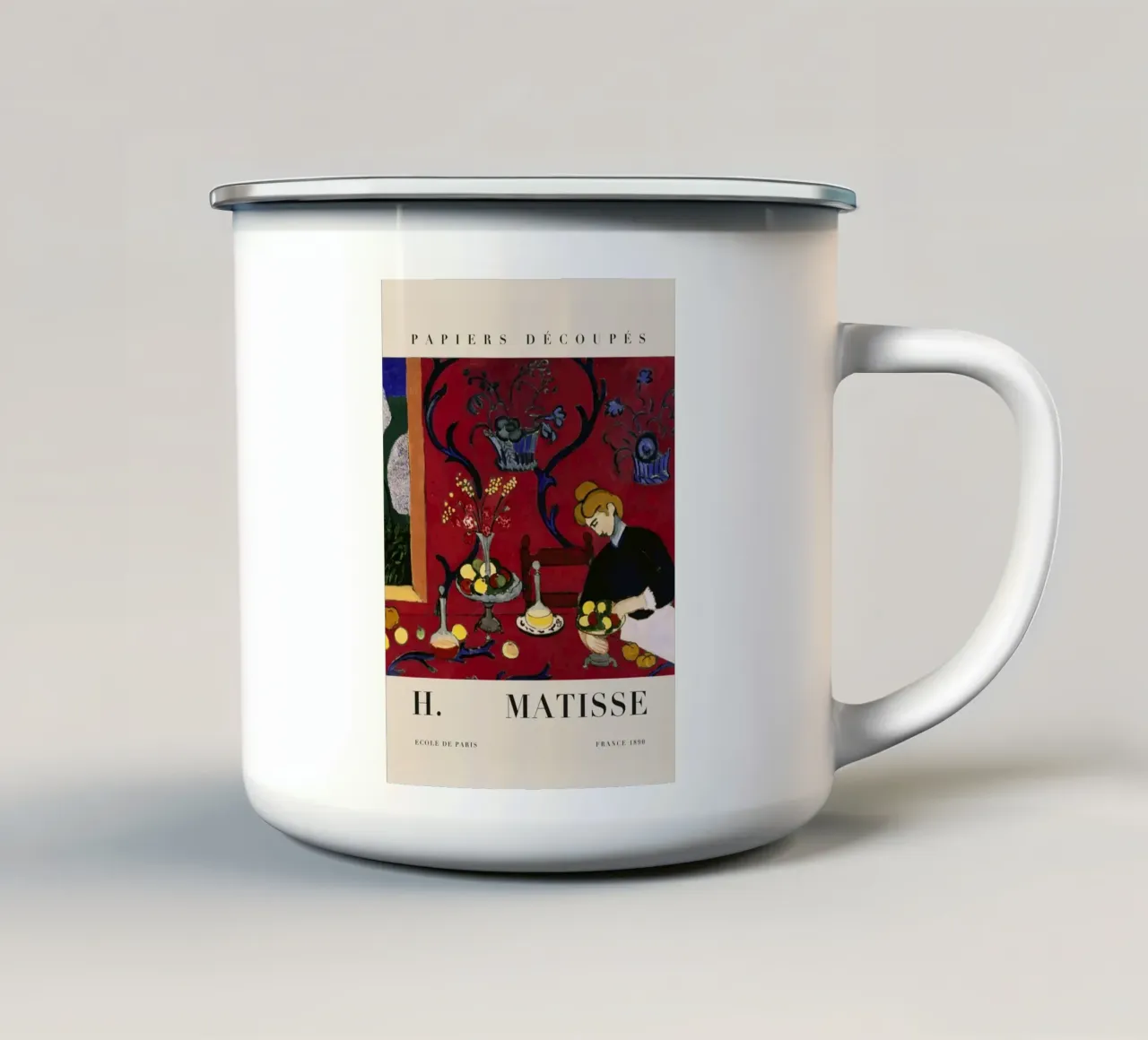 H. Matisse The Dessert - Scherenschnitte Interior Art Emaille Tasse von homdeco