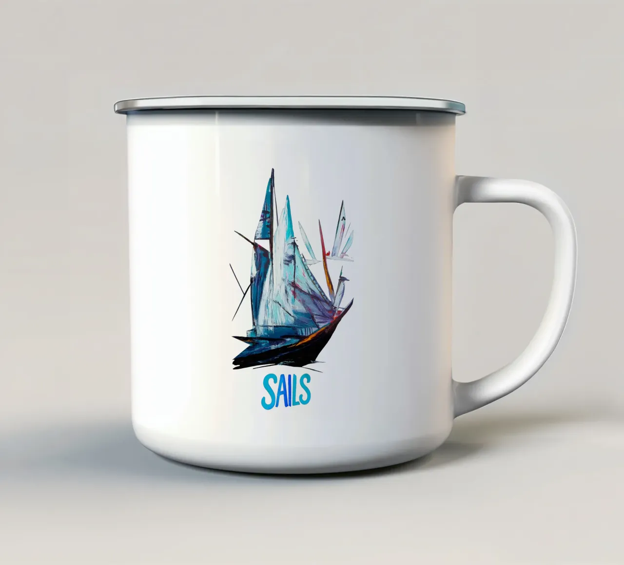 FREE SAILS BLUE tazza in smalto da Vintage Van Gogh