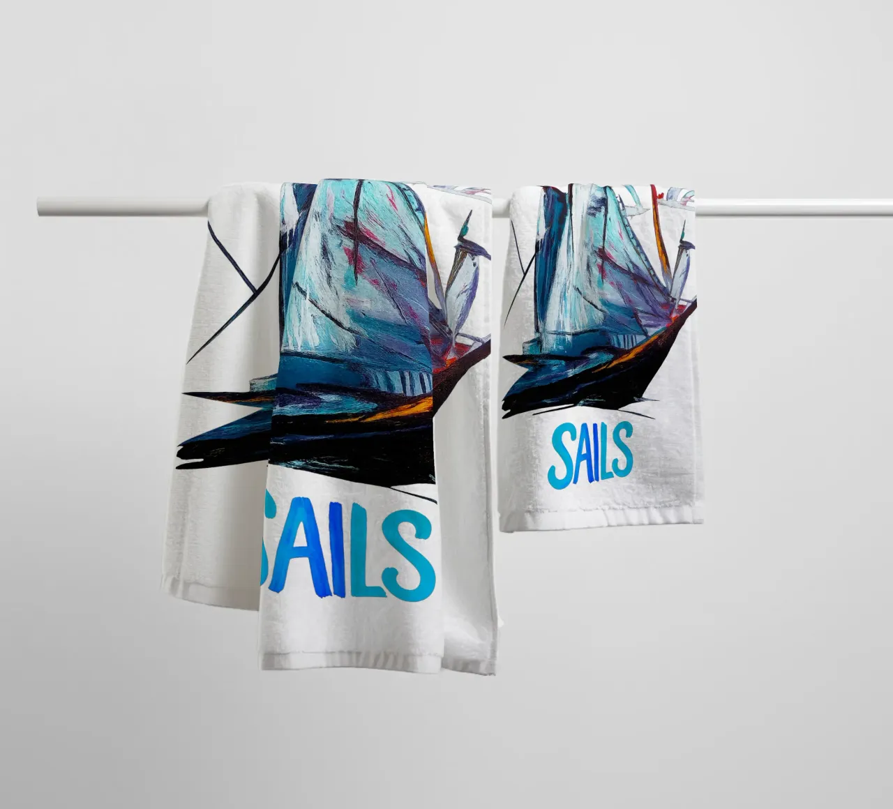 FREE SAILS BLUE towel by Vintage Van Gogh