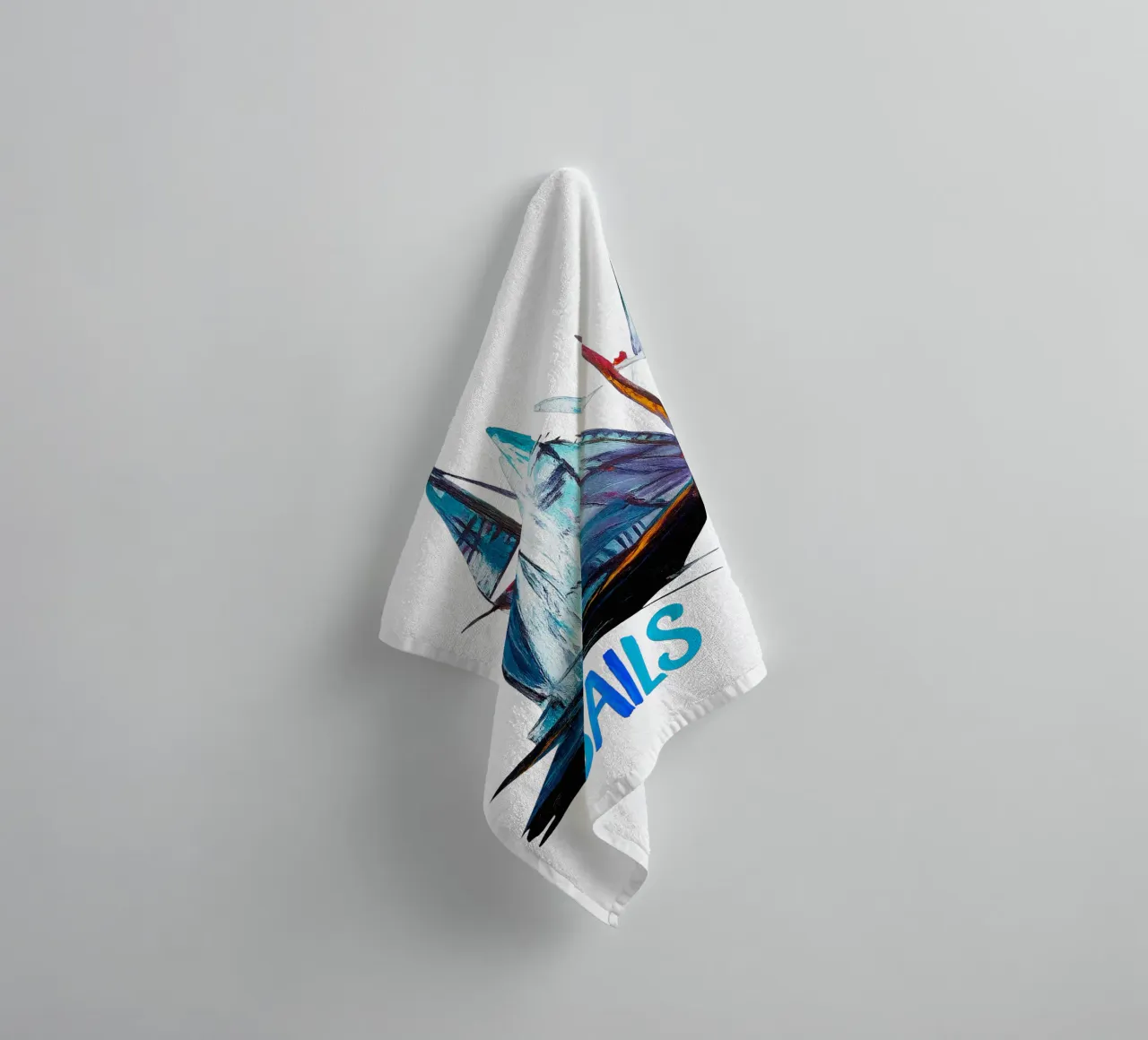FREE SAILS BLUE towel by Vintage Van Gogh
