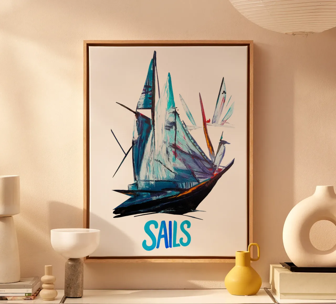 FREE SAILS BLUE tela con Cornice a cassetta da Vintage Van Gogh