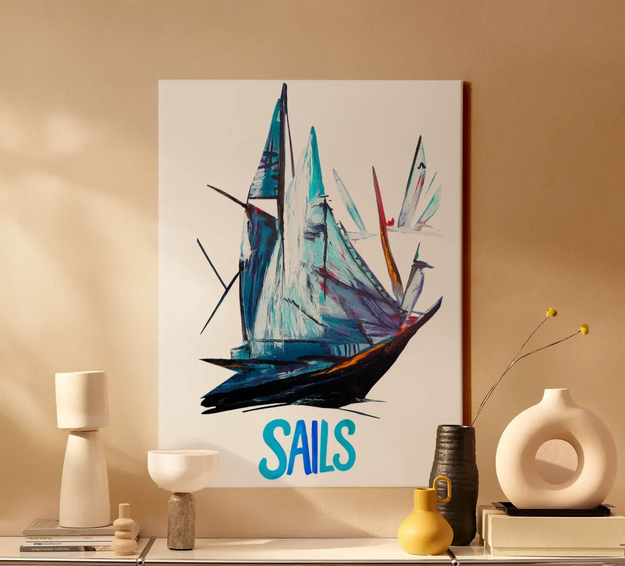FREE SAILS BLUE tela con Cornice a cassetta da Vintage Van Gogh
