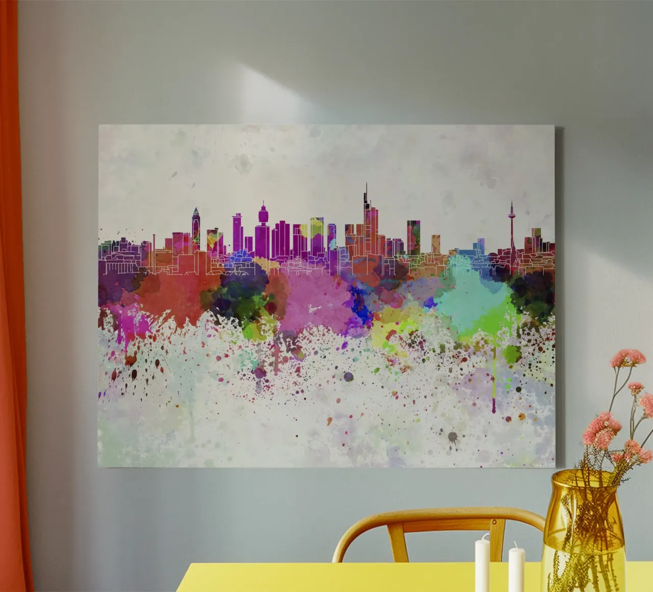 Lo skyline di Francoforte tela con Cornice a cassetta da 🎨 Point and Art