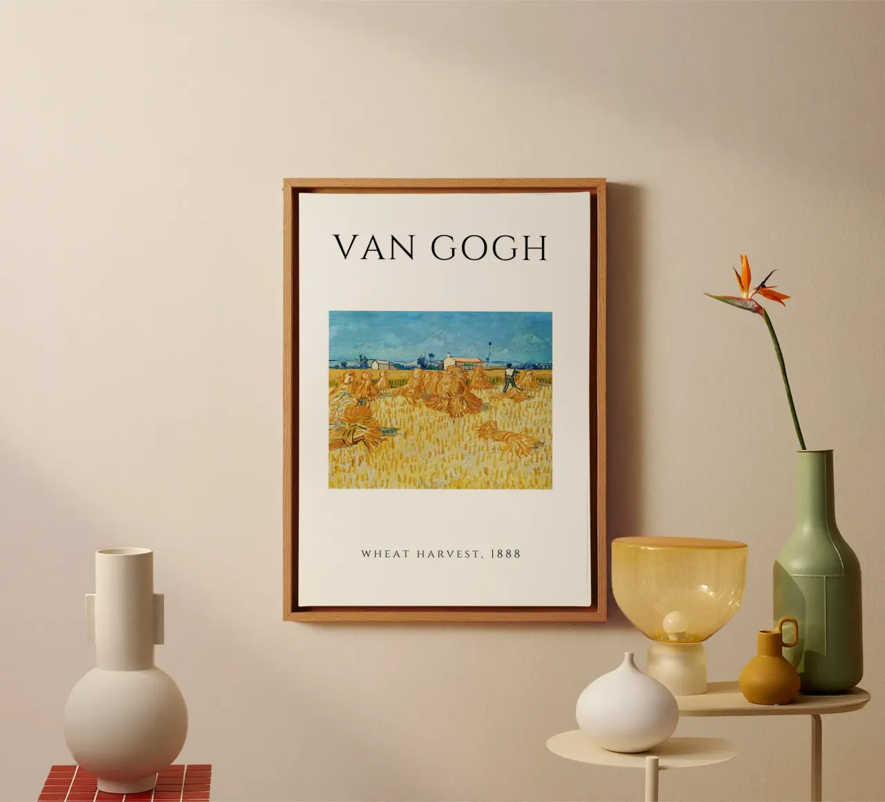 Van Gogh Weizenernte 1888 - Post-Impressionistischer Druck Leinwand mit Schattenfugenrahmen von homdeco