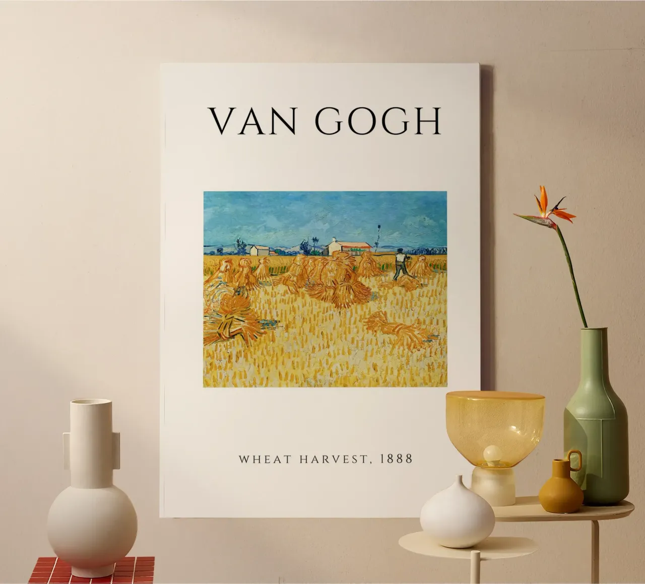 Van Gogh Weizenernte 1888 - Post-Impressionistischer Druck Leinwand mit Schattenfugenrahmen von homdeco
