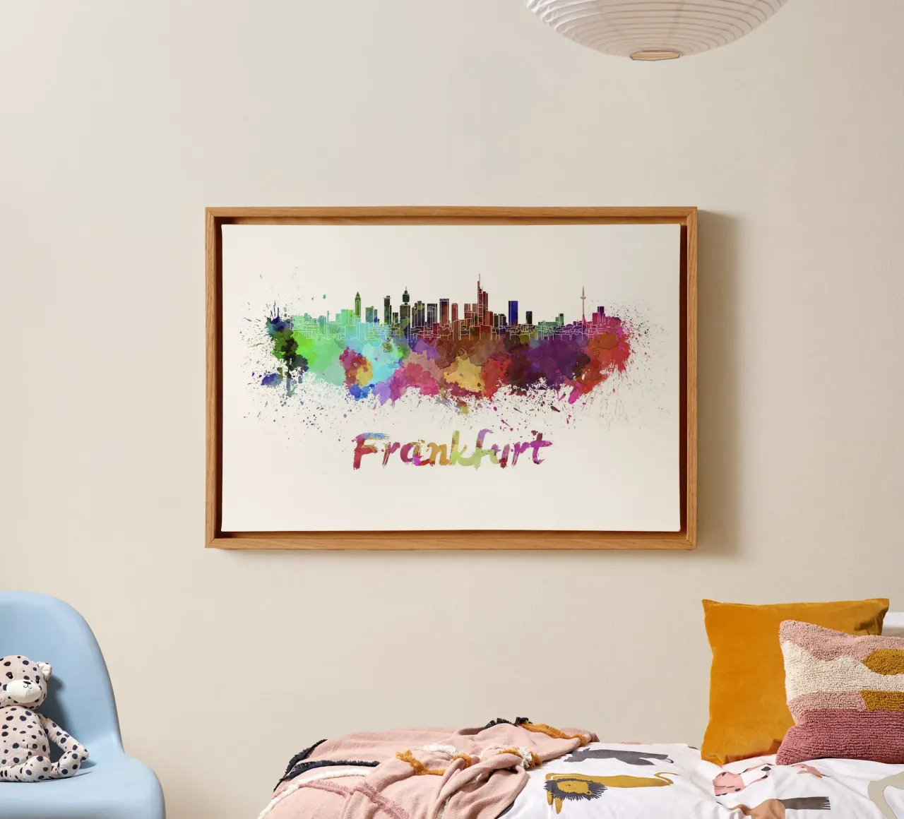 Lo skyline di Francoforte tela con Cornice a cassetta da 🎨 Point and Art