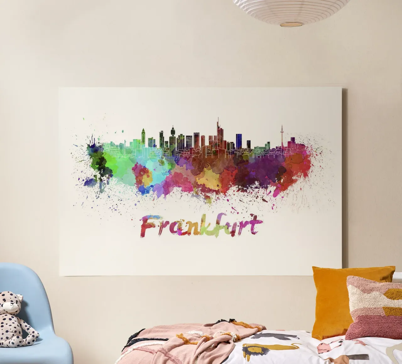 Lo skyline di Francoforte tela con Cornice a cassetta da 🎨 Point and Art