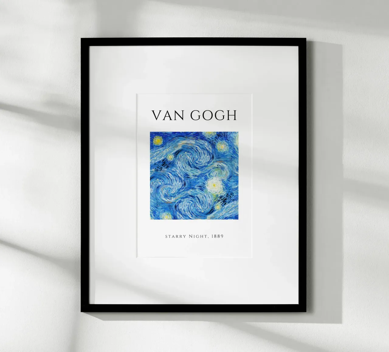 Van Gogh Nuit étoilée 1889 - Chef-d'œuvre post-impressionniste poster avec cadre en plastique de homdeco