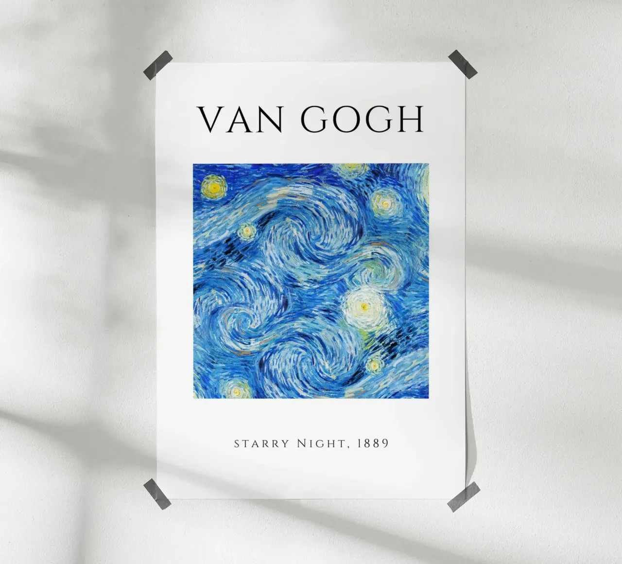Van Gogh Nuit étoilée 1889 - Chef-d'œuvre post-impressionniste poster avec cadre en plastique de homdeco
