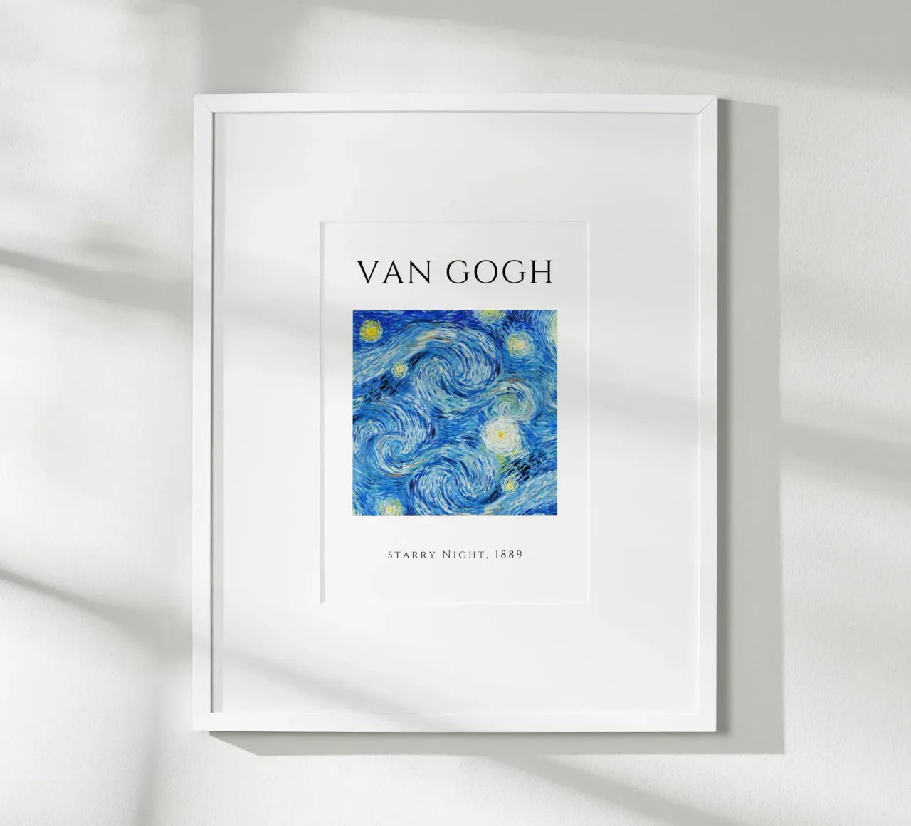 Van Gogh Nuit étoilée 1889 - Chef-d'œuvre post-impressionniste poster avec cadre en plastique de homdeco