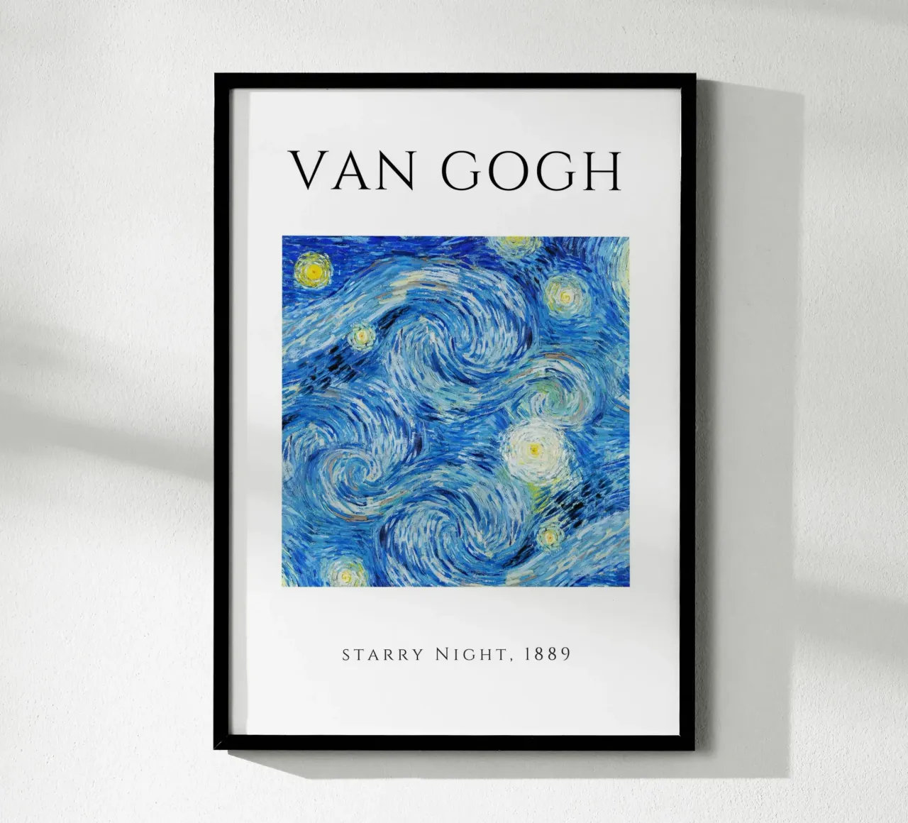 Van Gogh Nuit étoilée 1889 - Chef-d'œuvre post-impressionniste poster avec cadre en plastique de homdeco
