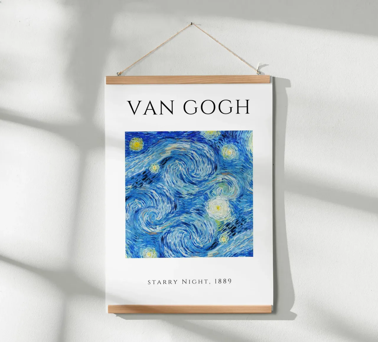 Van Gogh Nuit étoilée 1889 - Chef-d'œuvre post-impressionniste poster avec cadre en plastique de homdeco