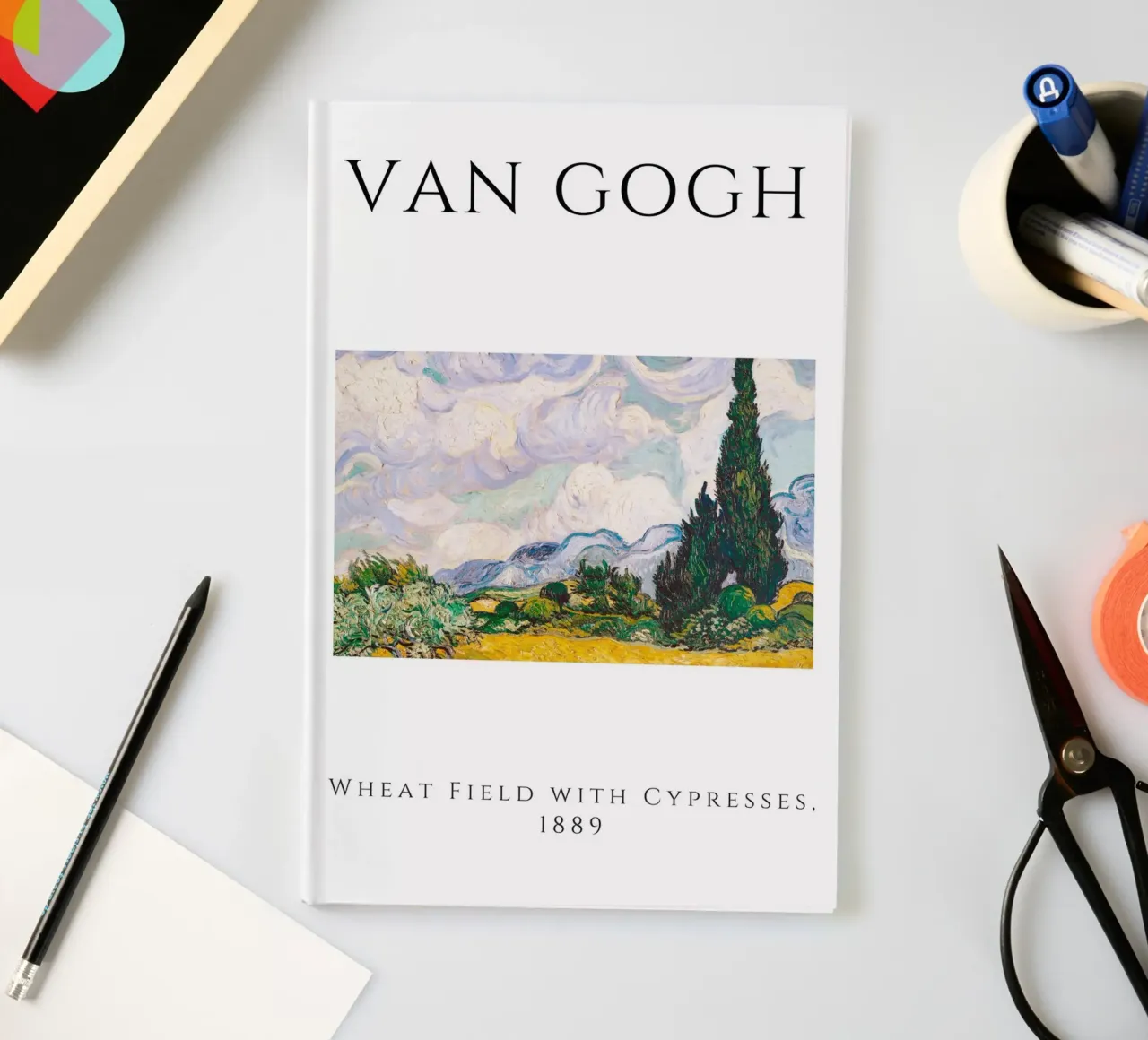 Van Gogh Wheat Field with Cypresses - Post-Impressionist Art notebook by homdeco