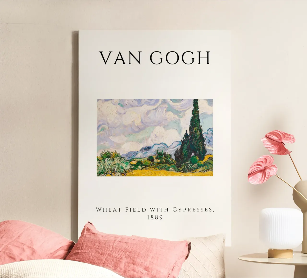 Van Gogh Wheat Field with Cypresses - Post-Impressionist Art canvas with Floater frame by homdeco