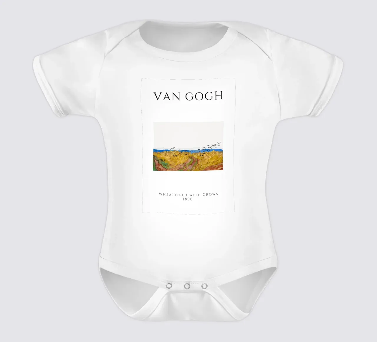 Van Gogh Wheatfield with Crows - Post-Impressionist Print short-sleeve baby romper by homdeco