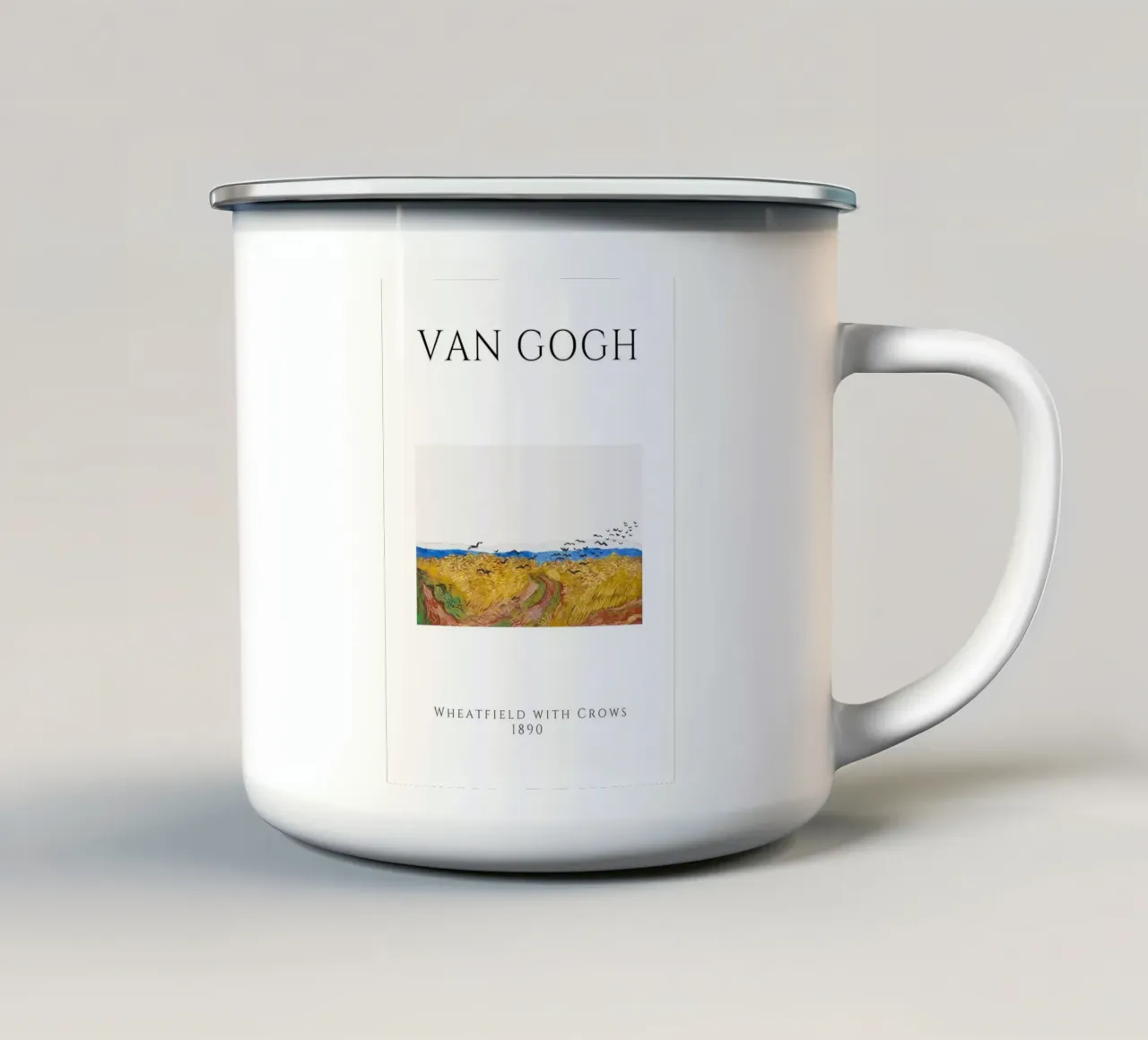 Van Gogh Wheatfield with Crows - Post-Impressionist Print enamel mug by homdeco