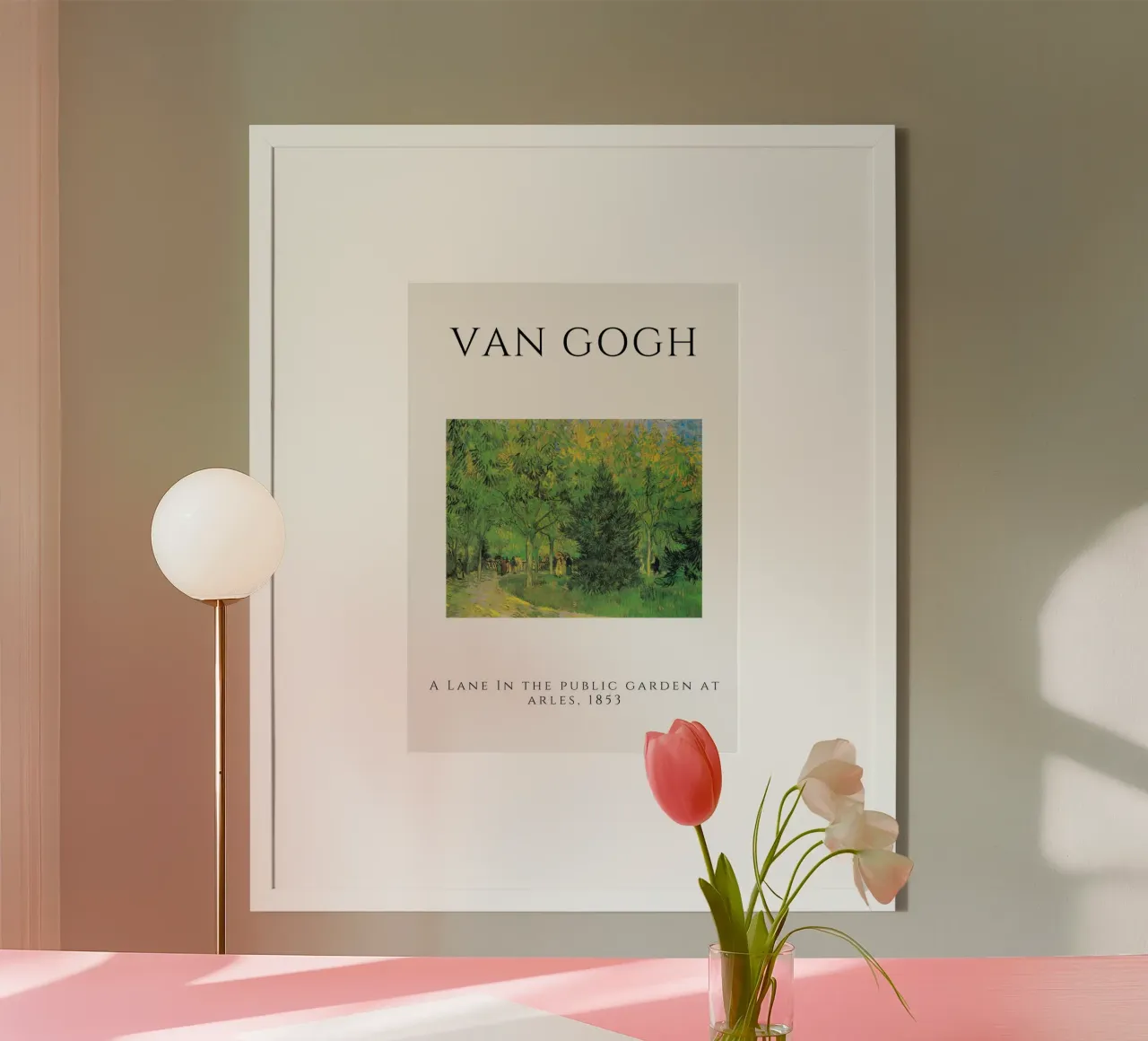 Van Gogh Lane in Garden at Arles - Post-Impressionist Print poster with plastic frame by homdeco
