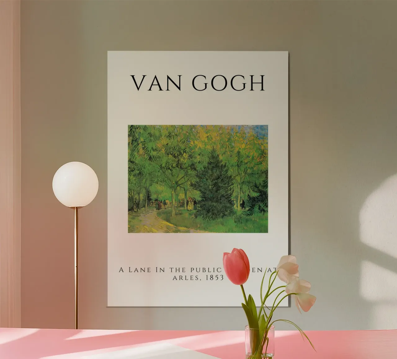 Van Gogh Lane in Garden at Arles - Post-Impressionist Print poster with plastic frame by homdeco