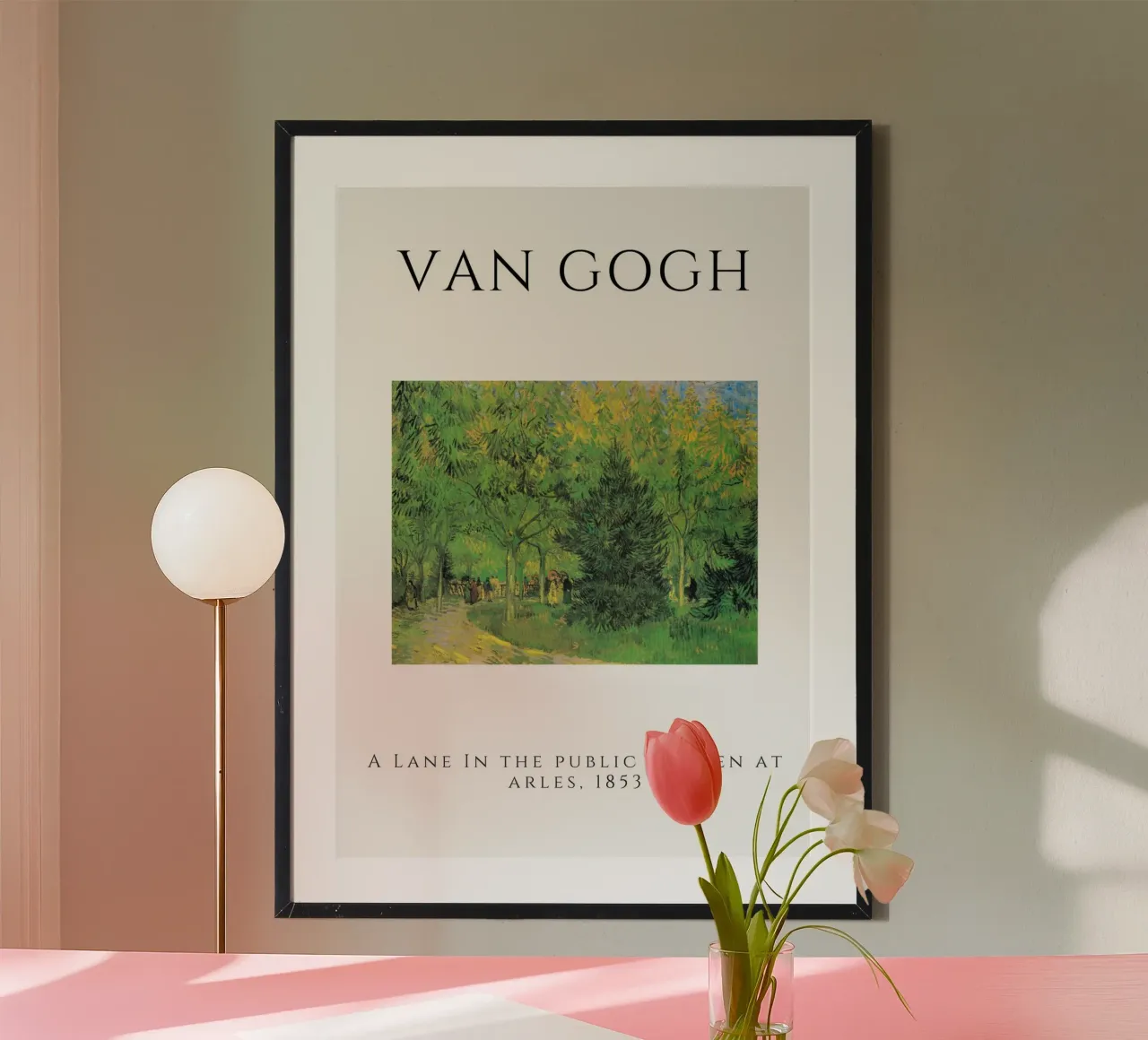 Van Gogh Lane in Garden at Arles - Post-Impressionist Print poster with plastic frame by homdeco