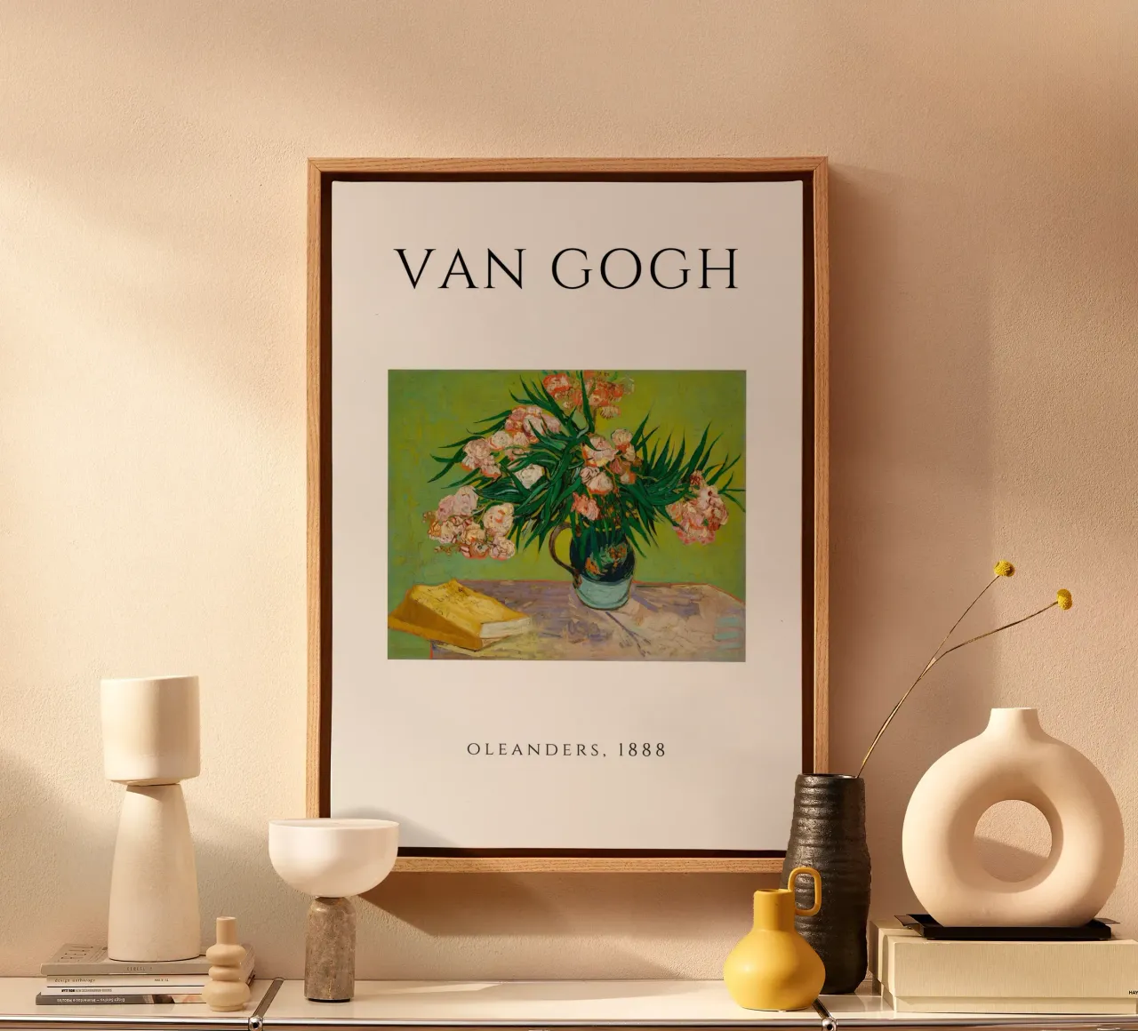 Van Gogh Oleanders 1888 - Post-Impressionist Floral Print canvas met Baklijst van homdeco