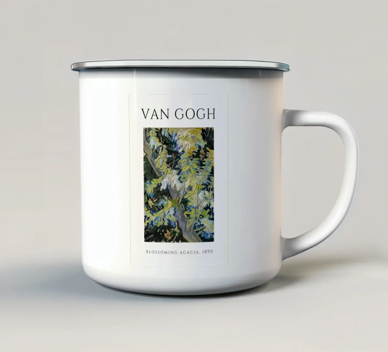 Van Gogh's Blossoming Acacia, 1890 - Nature Post-Impressioni enamel mug by homdeco