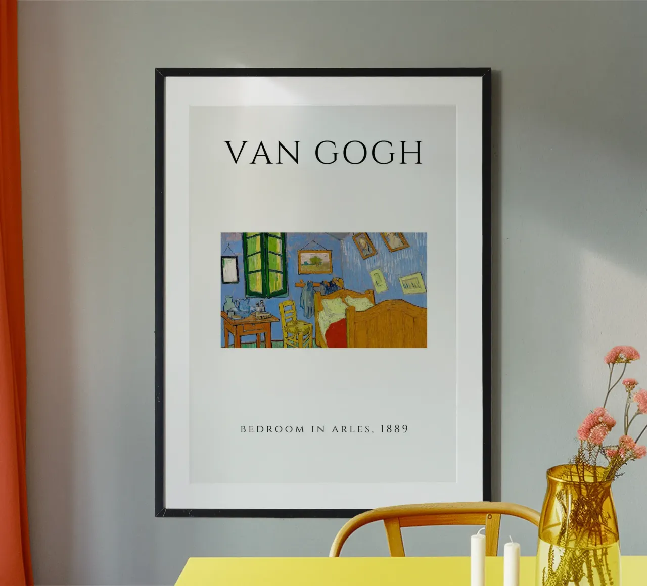 La camera da letto di Van Gogh ad Arles, 1889 - Inter post-impressionista poster con telaio in alluminio da homdeco