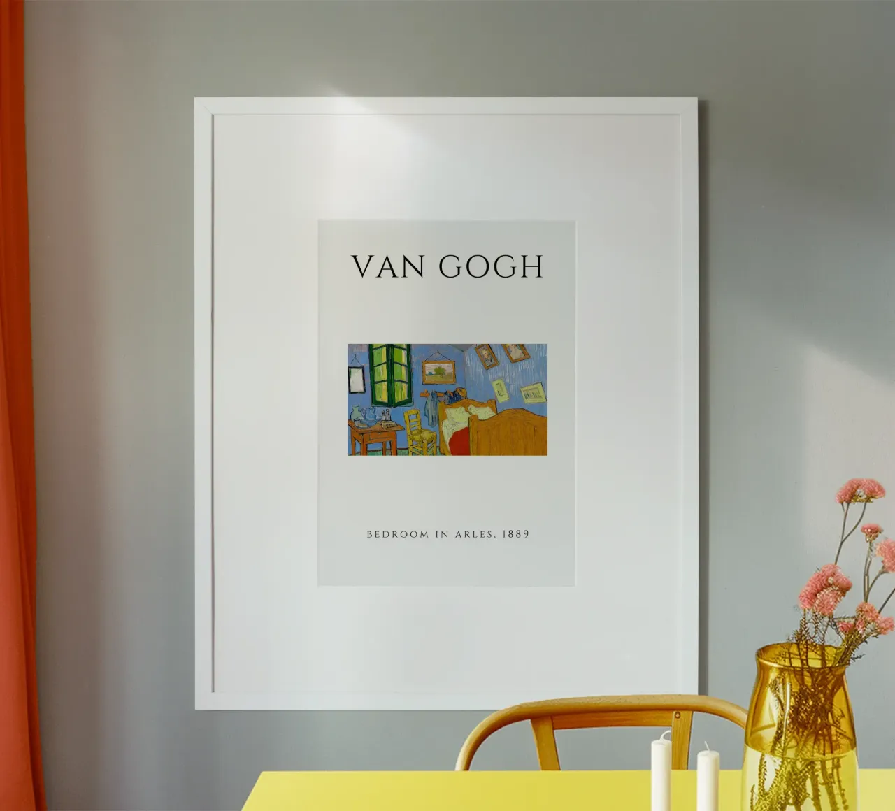 La camera da letto di Van Gogh ad Arles, 1889 - Inter post-impressionista poster con telaio in alluminio da homdeco