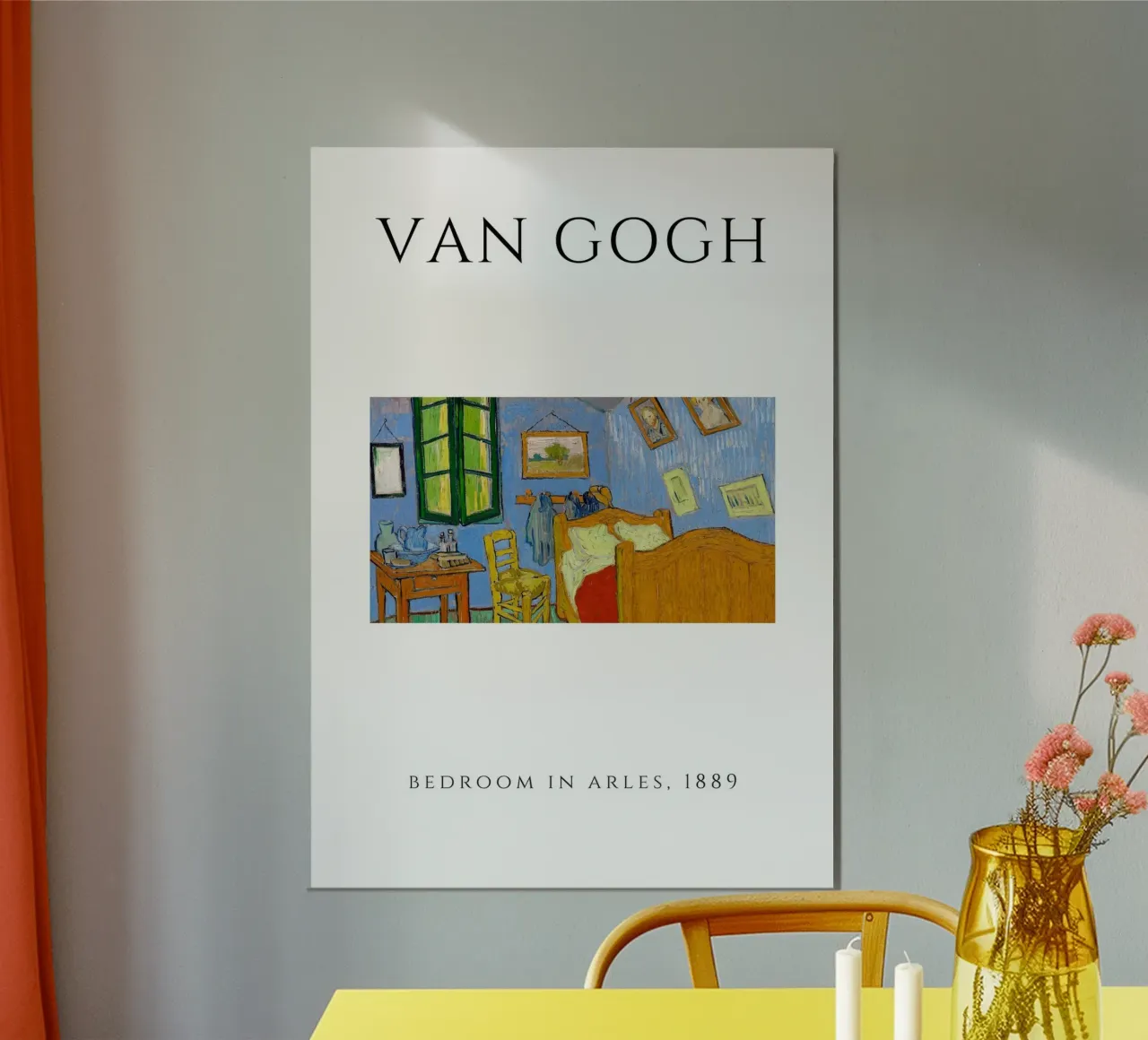 La camera da letto di Van Gogh ad Arles, 1889 - Inter post-impressionista poster con telaio in alluminio da homdeco
