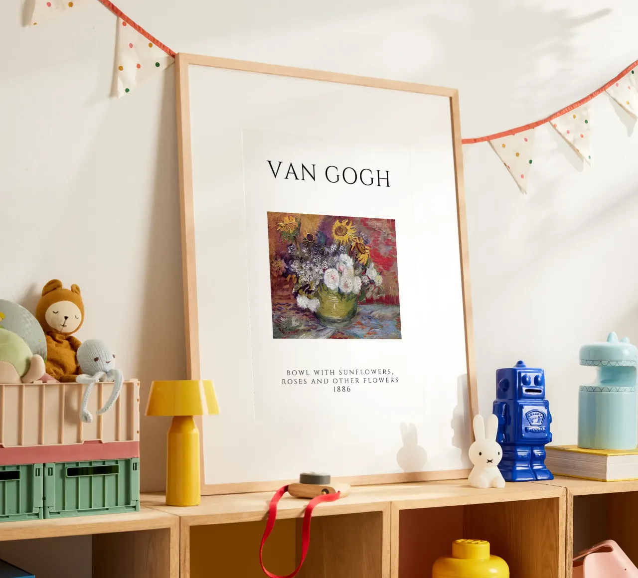 La ciotola con fiori di Van Gogh, 1886 - Stile post-impressionista poster con telaio in alluminio da homdeco