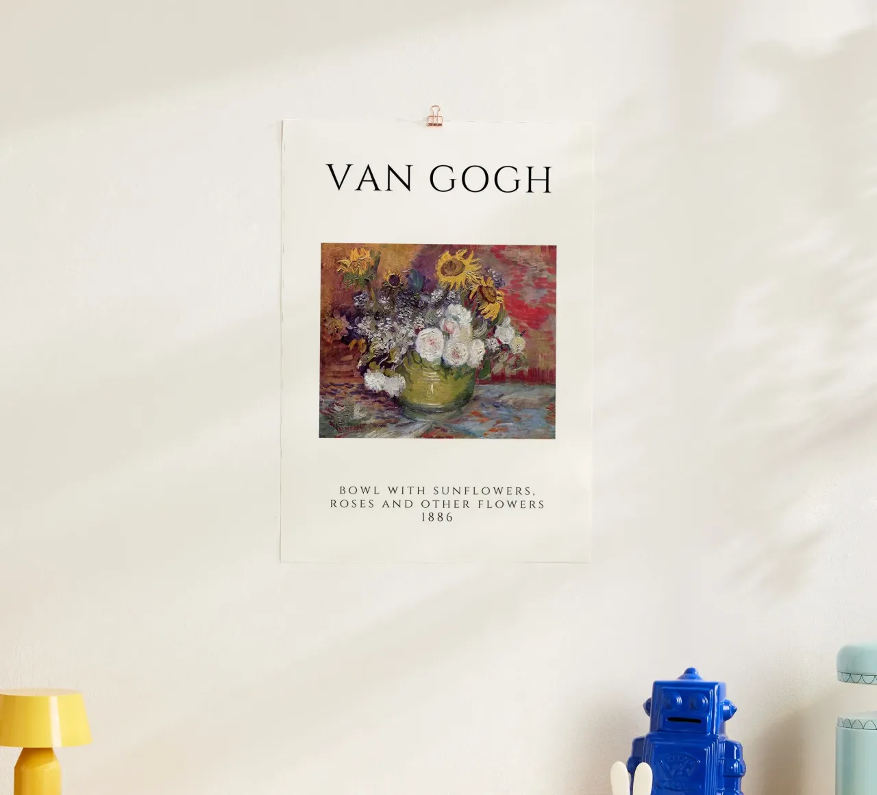 La ciotola con fiori di Van Gogh, 1886 - Stile post-impressionista poster con telaio in alluminio da homdeco