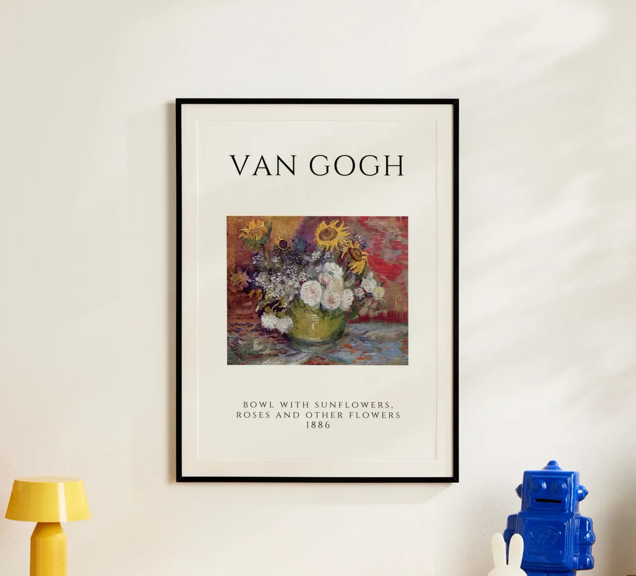 La ciotola con fiori di Van Gogh, 1886 - Stile post-impressionista poster con telaio in alluminio da homdeco