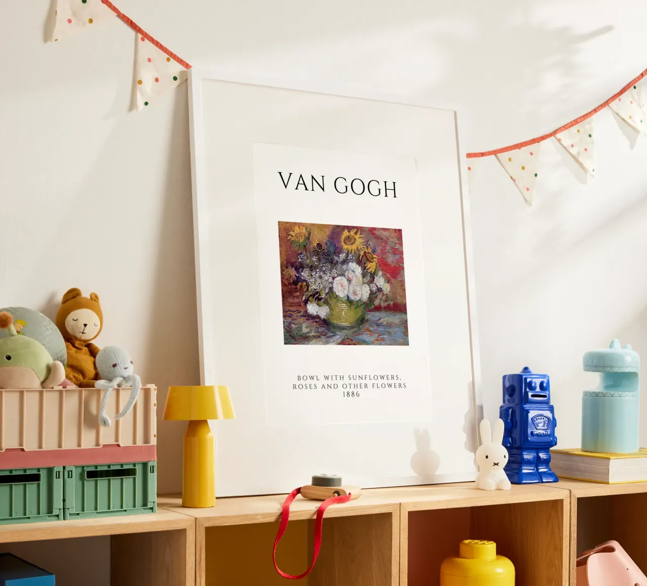 La ciotola con fiori di Van Gogh, 1886 - Stile post-impressionista poster con telaio in alluminio da homdeco