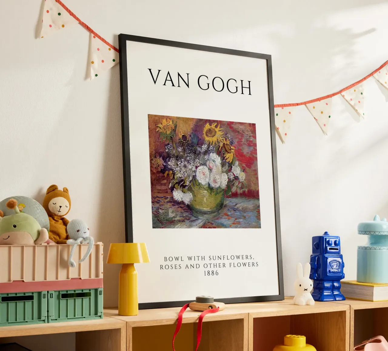 La ciotola con fiori di Van Gogh, 1886 - Stile post-impressionista poster con telaio in alluminio da homdeco