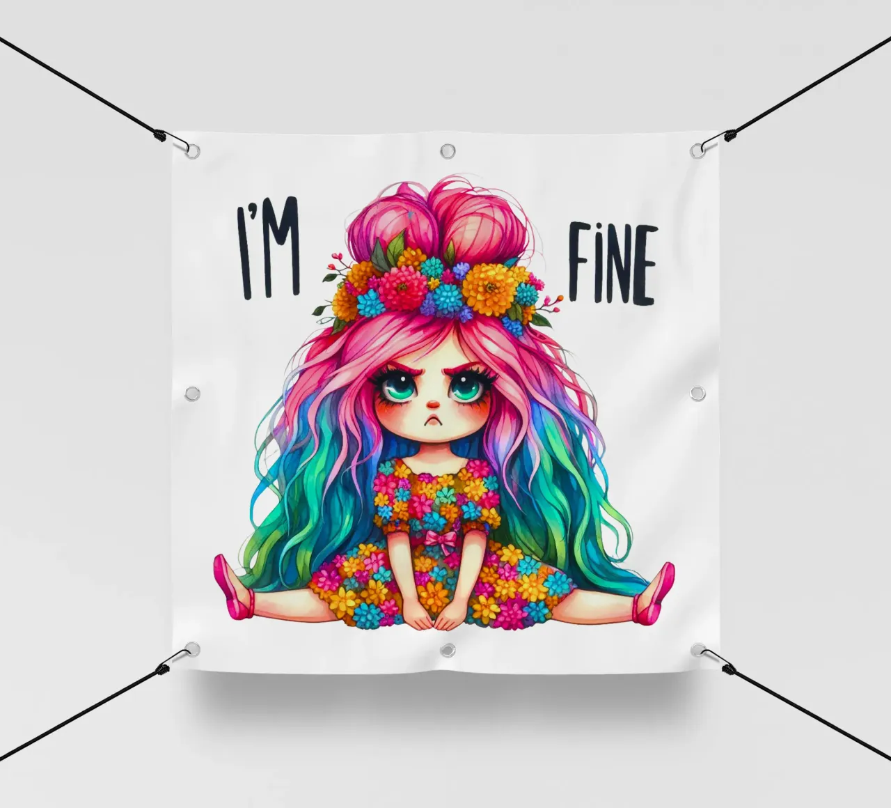 Ragazza eccentrica e arrabbiata telo in pvc da Whiskers & Ink Kreations