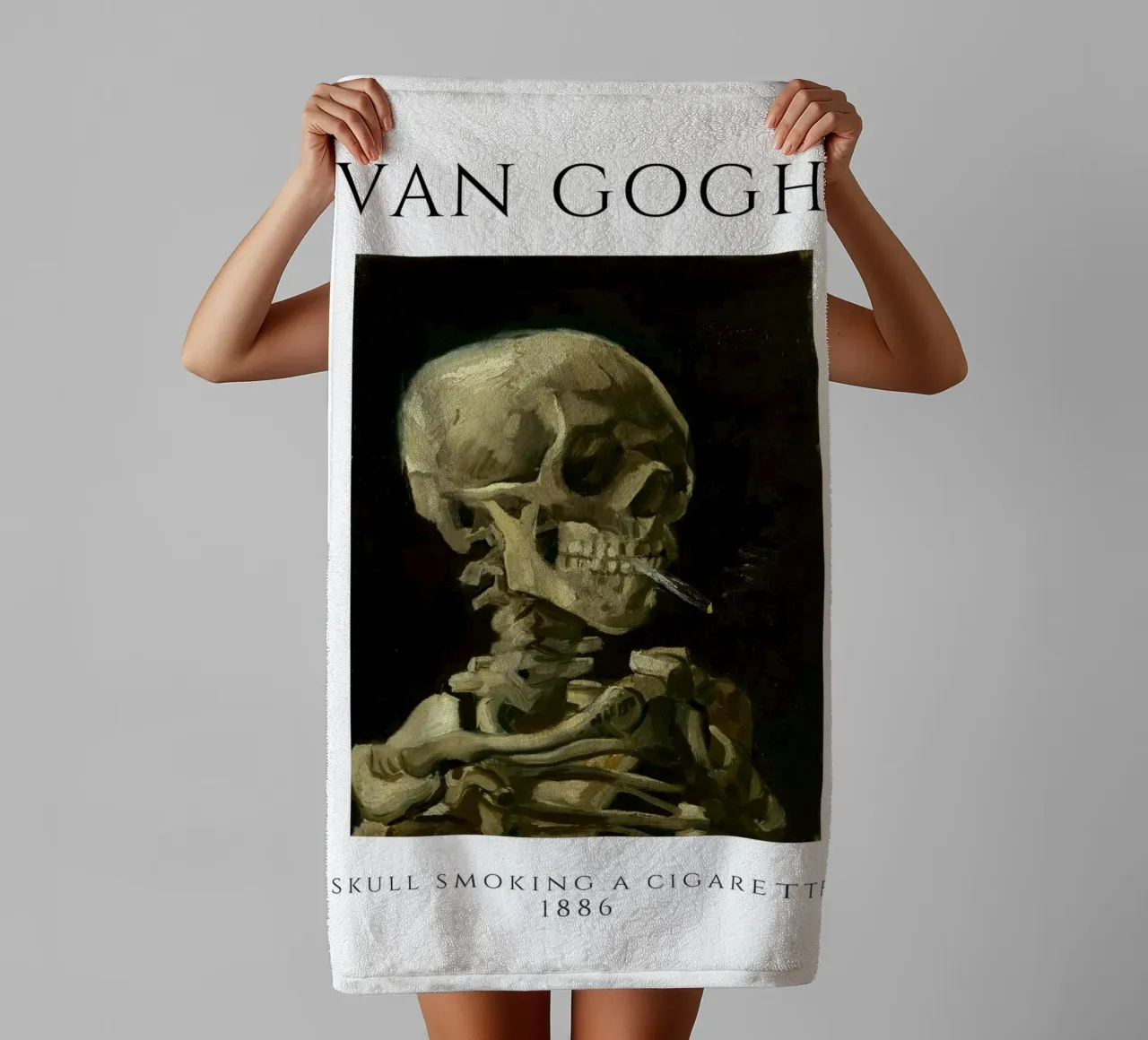 Il teschio di Van Gogh che fuma, 1886 - Macabro post-impressionista asciugamano da bagno da homdeco