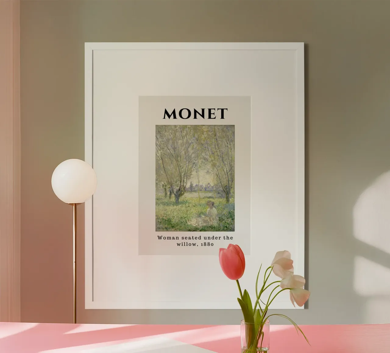 La donna sotto il salice di Monet, 1880 - Una serena terra impressionista carta hahnemühle da homdeco