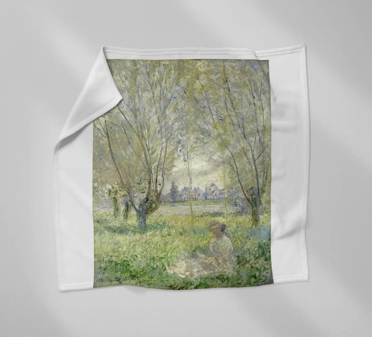 La donna sotto il salice di Monet, 1880 - Una serena terra impressionista coperta in pile da homdeco