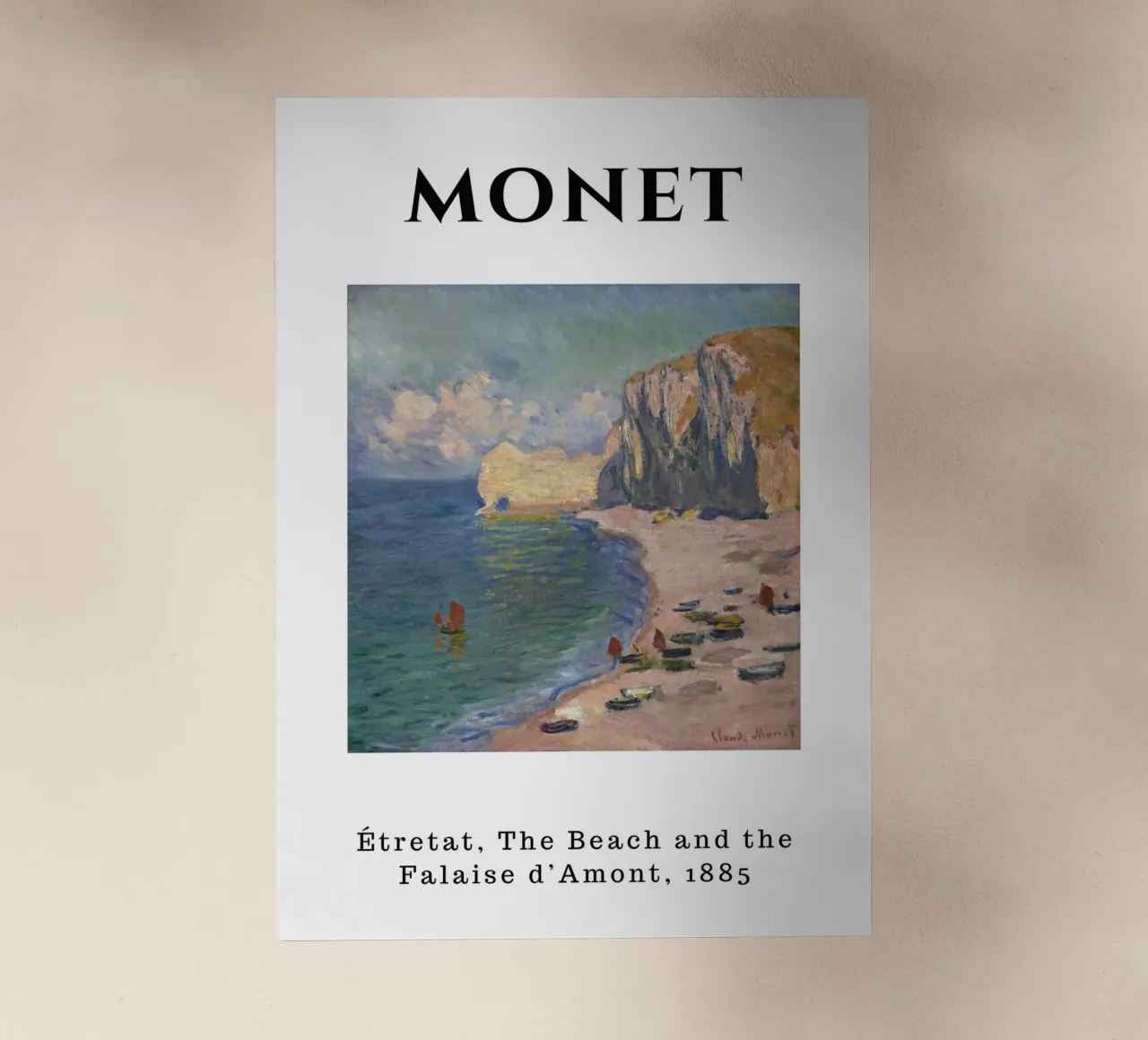 Étretat, spiaggia e Falaise d'Amont di Monet, 1885 - Folletto costiero pellicola backlit da homdeco