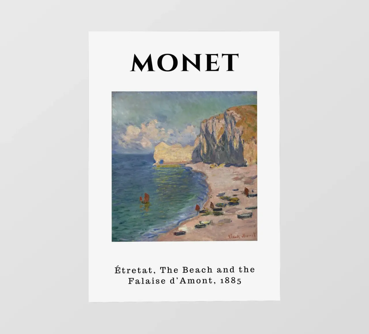 Étretat, spiaggia e Falaise d'Amont di Monet, 1885 - Folletto costiero pellicola backlit da homdeco