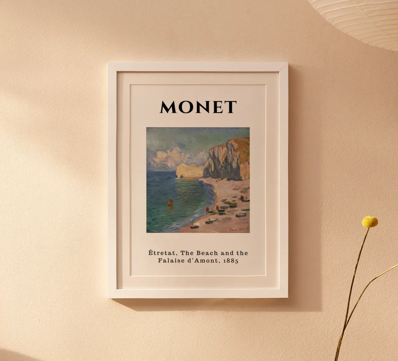Étretat, spiaggia e Falaise d'Amont di Monet, 1885 - Folletto costiero poster con telaio in alluminio da homdeco