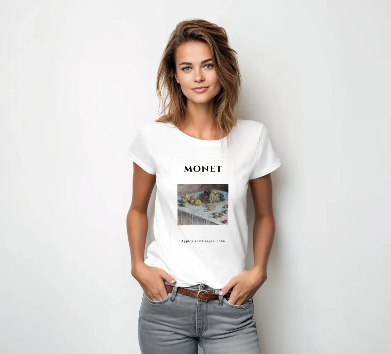 Mele e uva di Monet, 1880 - Natura morta impressionista t-shirt da donna da homdeco