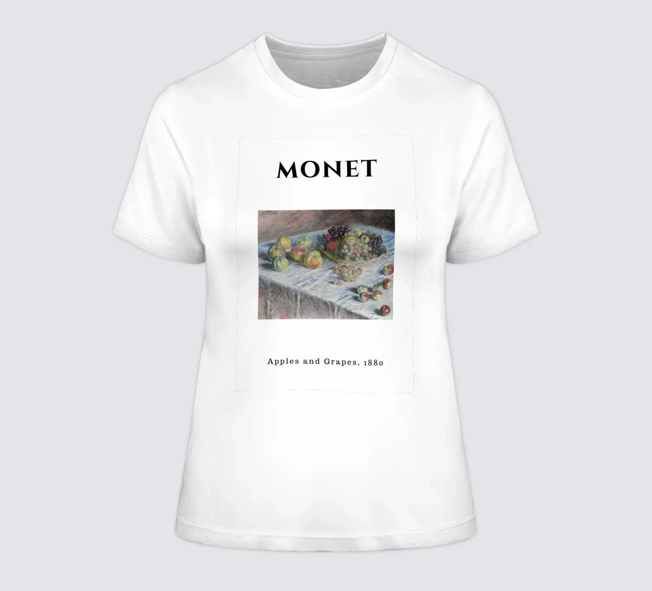 Mele e uva di Monet, 1880 - Natura morta impressionista t-shirt da donna da homdeco