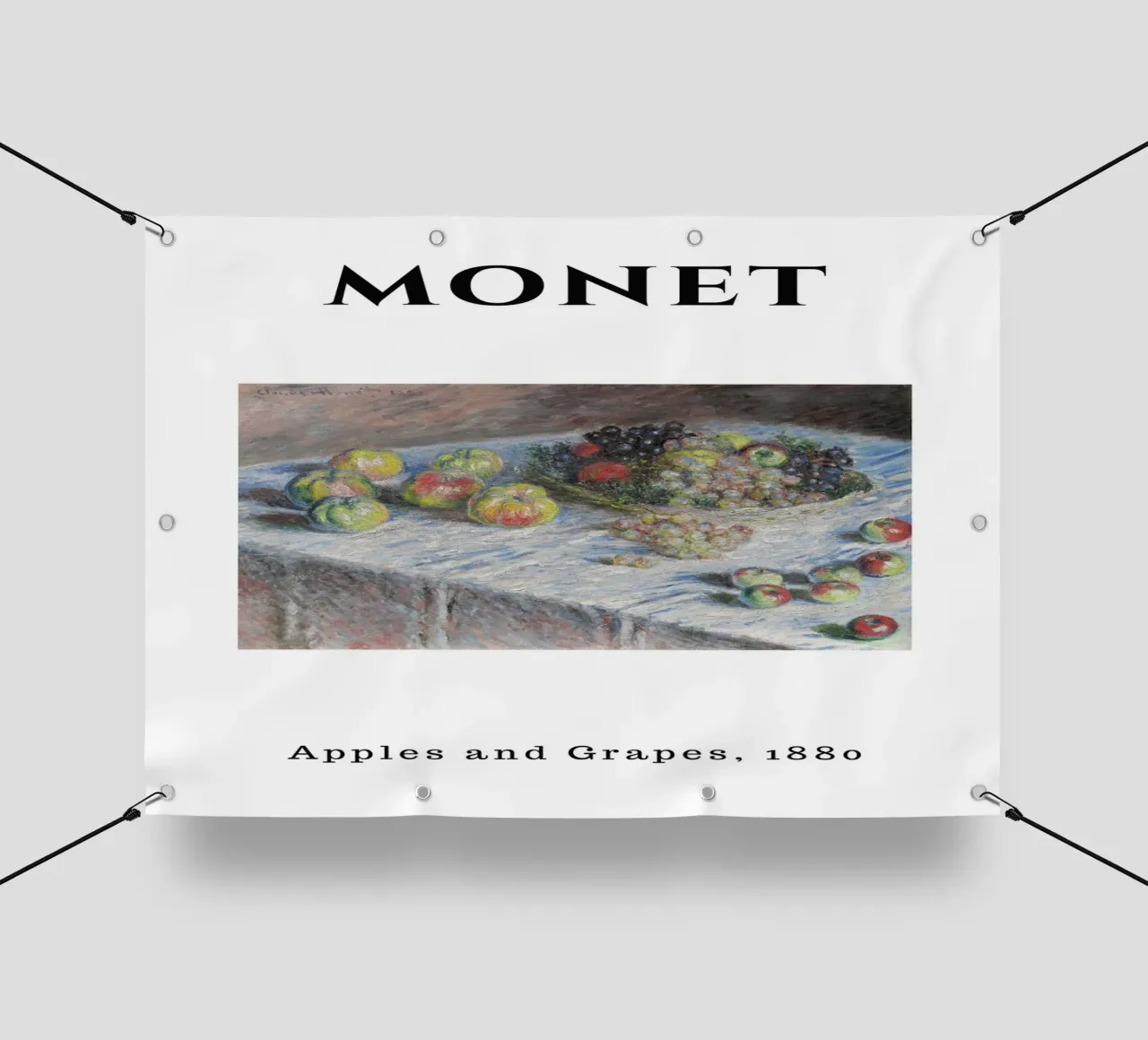 Mele e uva di Monet, 1880 - Natura morta impressionista telo in pvc da homdeco