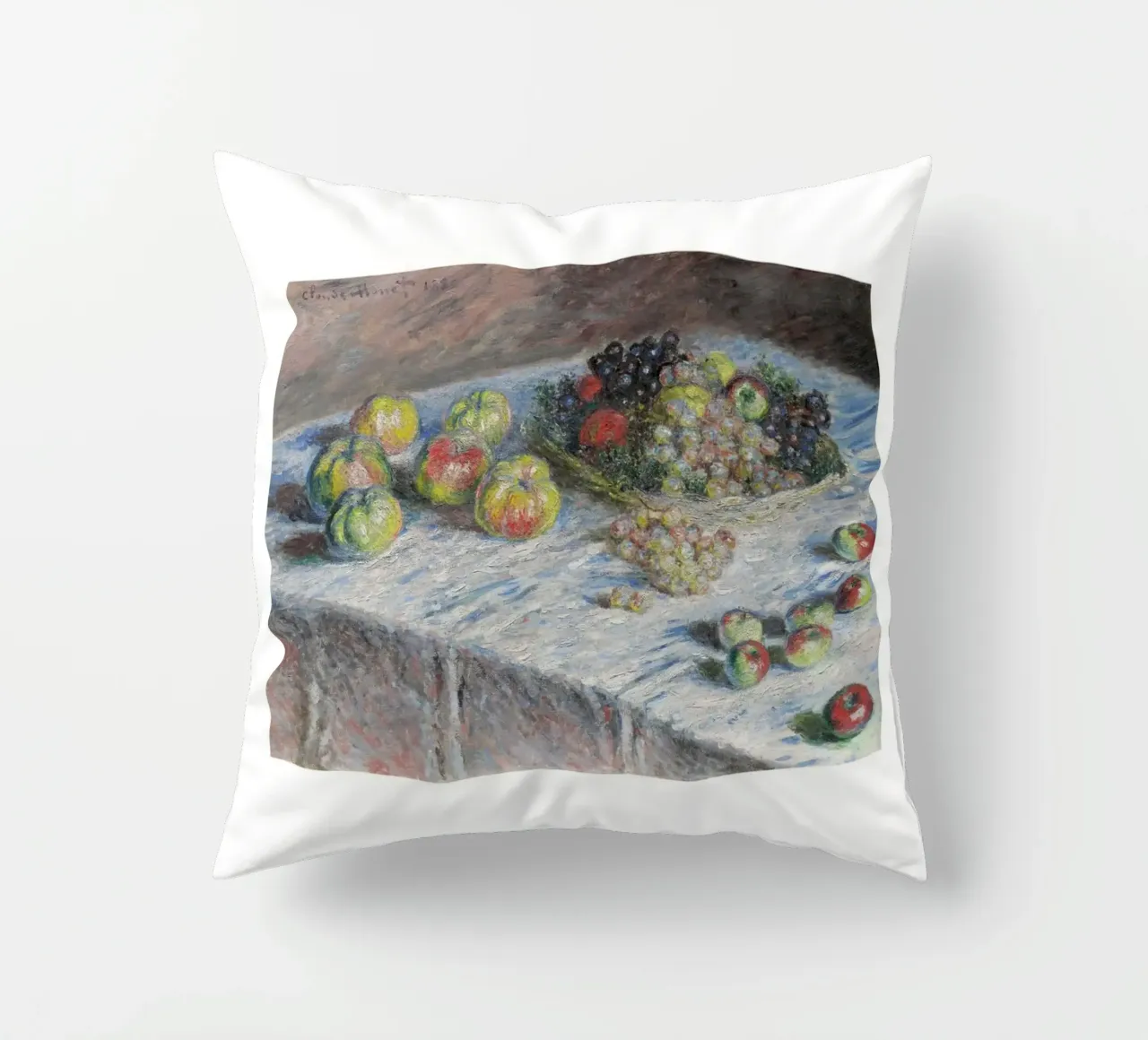 Mele e uva di Monet, 1880 - Natura morta impressionista cuscino da homdeco
