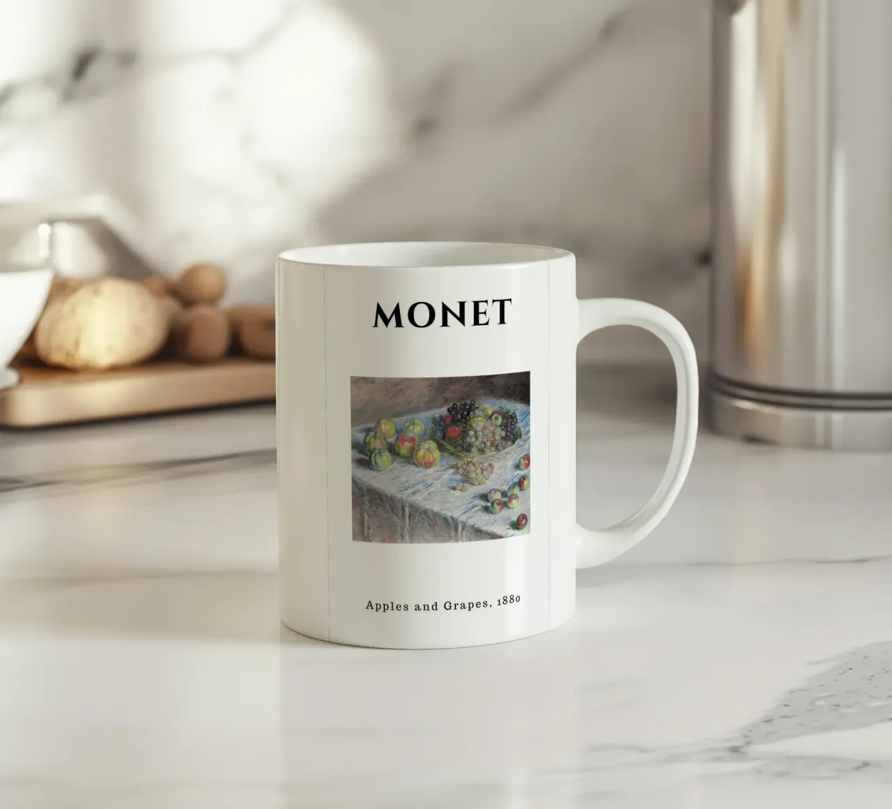 Mele e uva di Monet, 1880 - Natura morta impressionista tazza in ceramica da homdeco