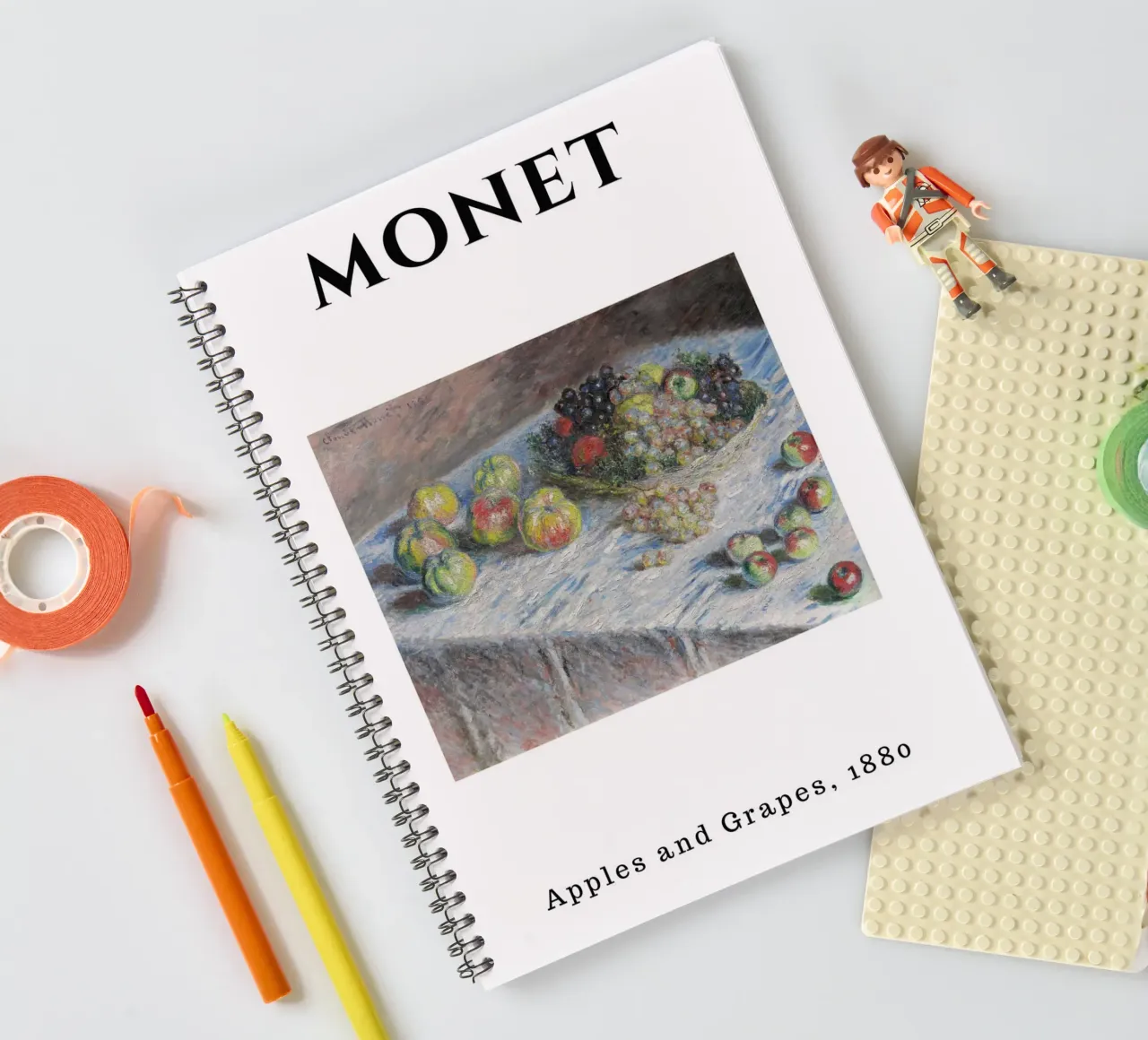 Mele e uva di Monet, 1880 - Natura morta impressionista diario ad anelli da homdeco